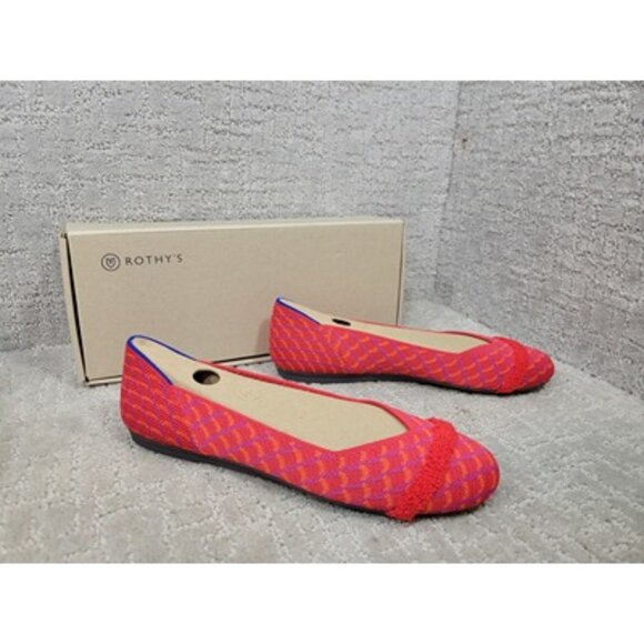 ROTHY’S Womens Size 8 Pomegranate Pink Textile Round Toe Slip On Ballet Flats - Picture 5 of 11
